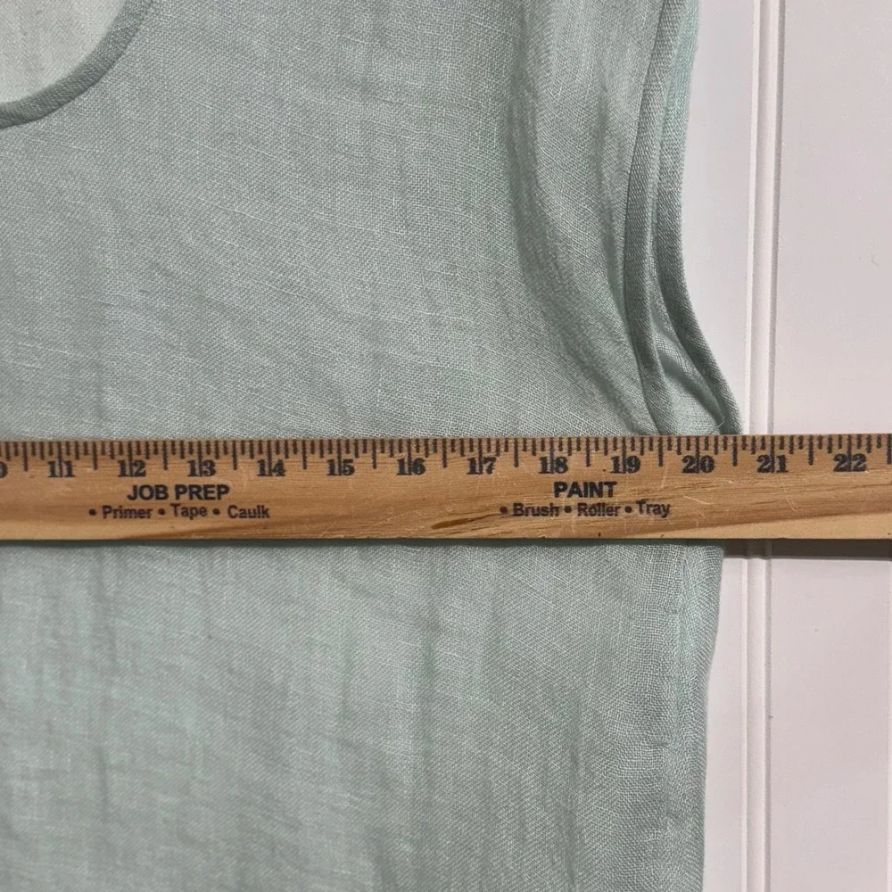 Eileen Fisher Women Medium Top Mint Green 100% Organic Linen Italian Fabric Boxy - Picture 4 of 9